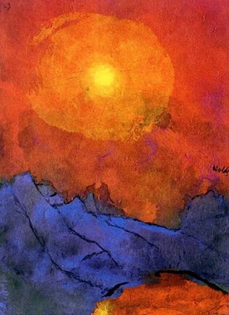 Emil Nolde. Sunset over the blue mountains