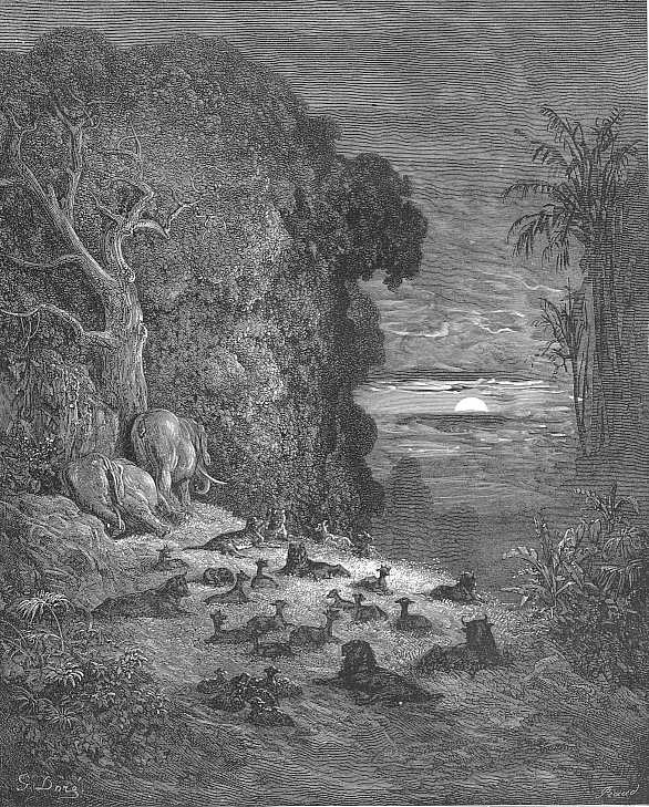 Paul Gustave Dore. And now on earth the seventh evening has arisen in Eden