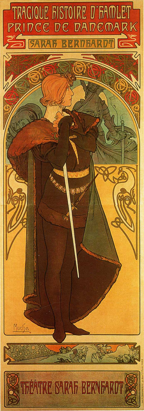 Alfons Mucha. Hamlet Poster, Príncipe de Dinamarca