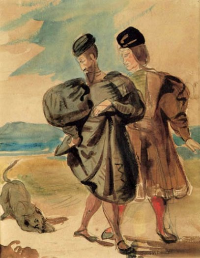 Eugene Delacroix. 浮士德，瓦格纳和狗