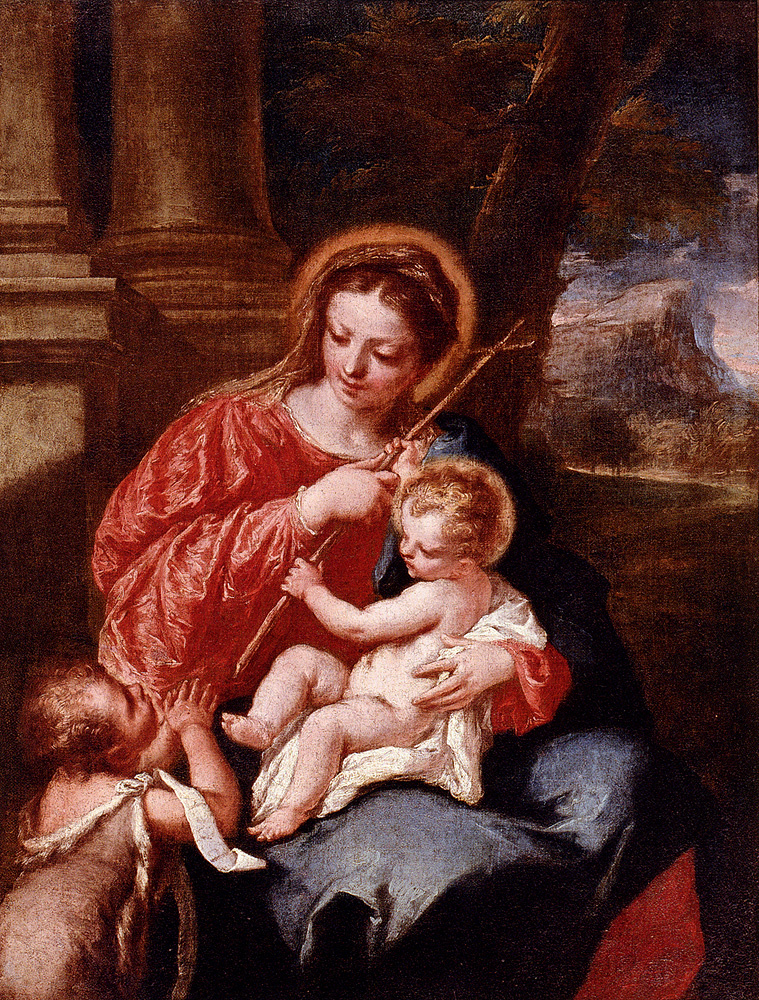 Giovanni Antonio Guardi. Madonna and child with Saint John the Baptist