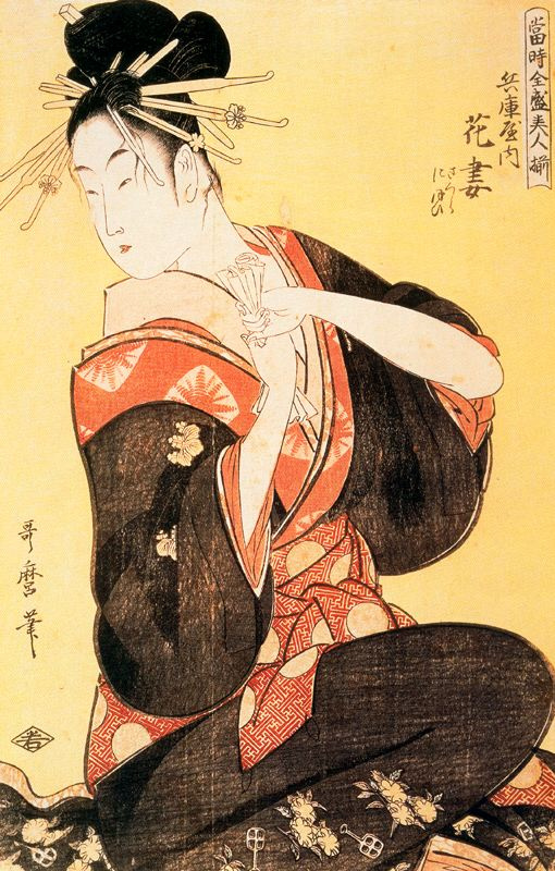 Kitagawa Utamaro. The scene on the bridge