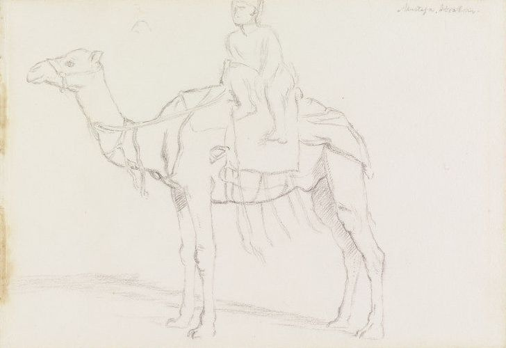 William Holman Hunt. Mustafa Ibrahim on a camel. Profile