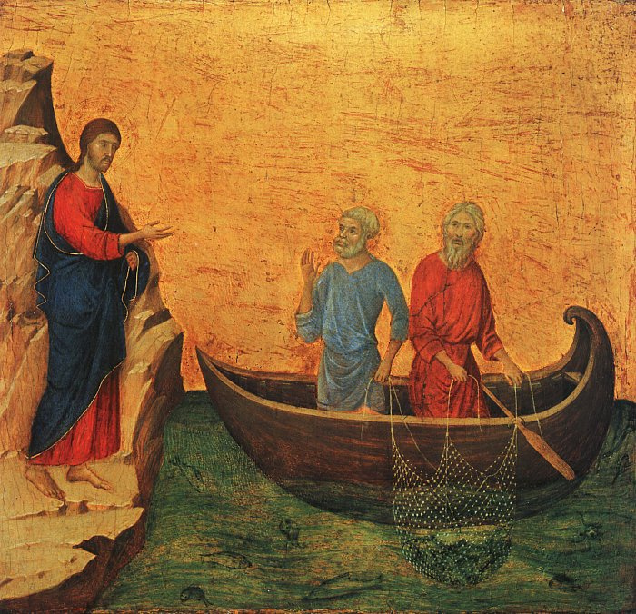 Duccio di Buoninsegna. The calling of the apostles Peter and Andrew