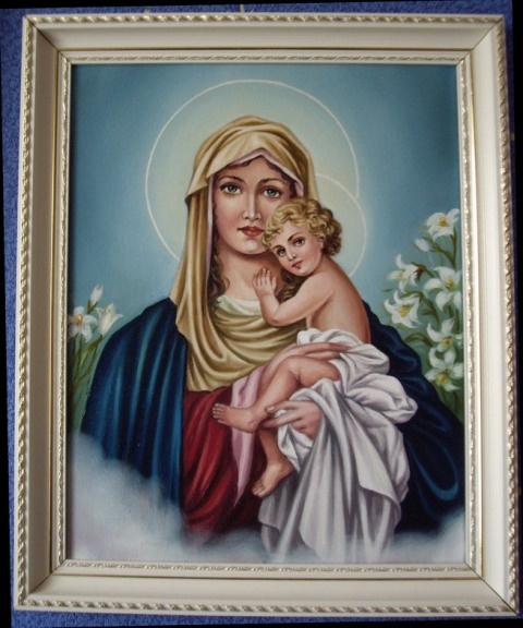 virgin mary with jesus (canvas,oil)