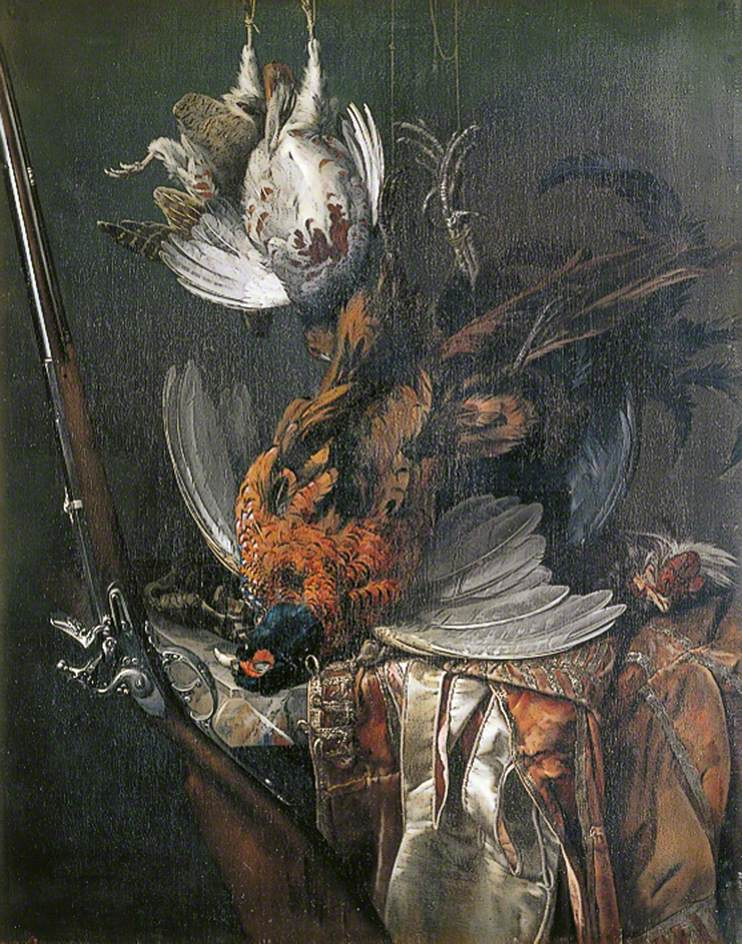 Willem van Aelst. Still life with a hunting rifle and game