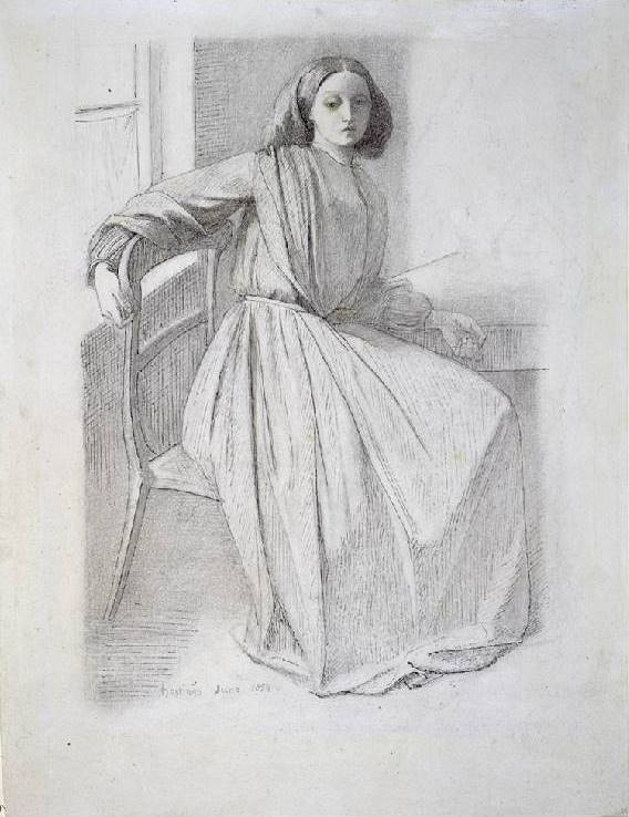 Dante Gabriel Rossetti. Portrait of Elizabeth Siddal seated in a chair by the window