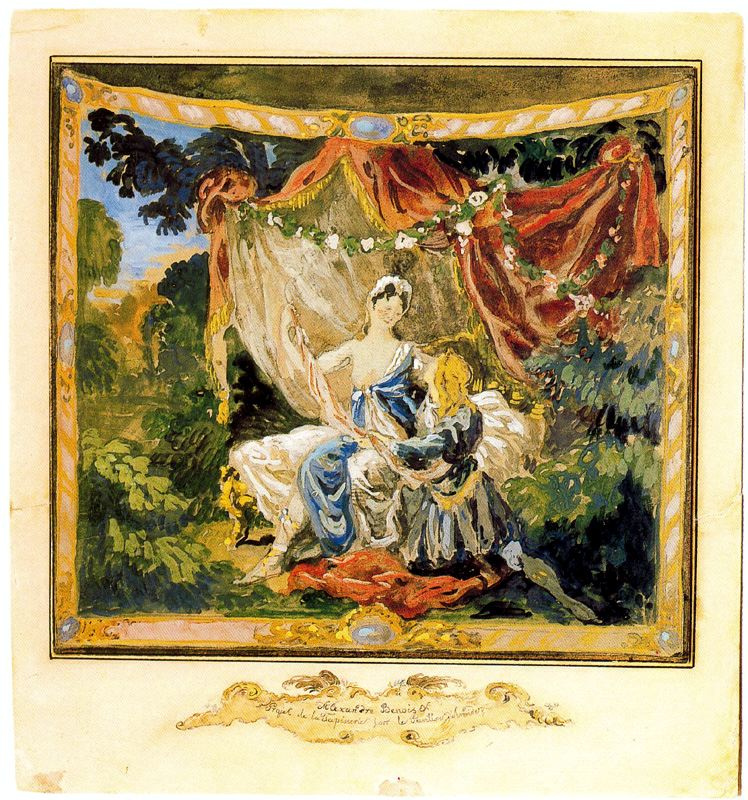 Alexander Nikolaevich Benoit. Sketch of the tapestry of the 1st scenes in the ballet "Armida's Pavilion"