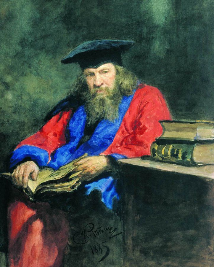 Ilya Efimovich Repin. Portrait of D. I. Mendeleev in the mantle of Professor at the University of Edinburgh