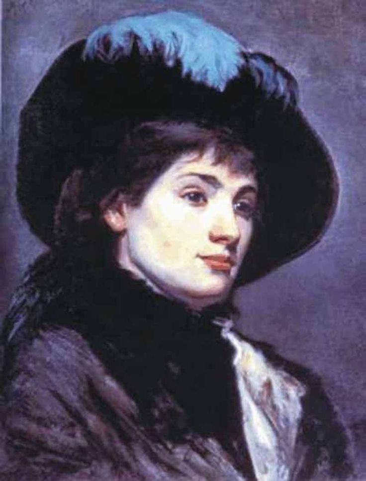 Мария Константиновна Башкирцева. Self portrait in a hat with a feather