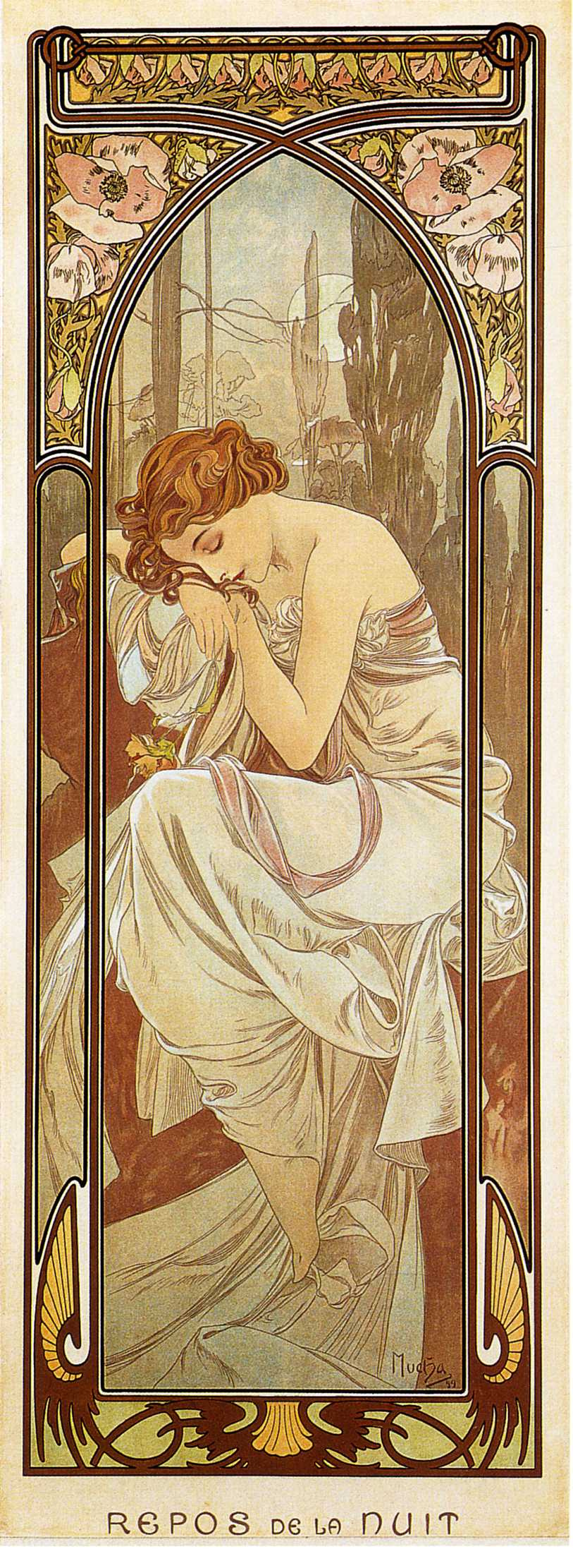 Alfonse Mucha. Night's rest. Series times of the day