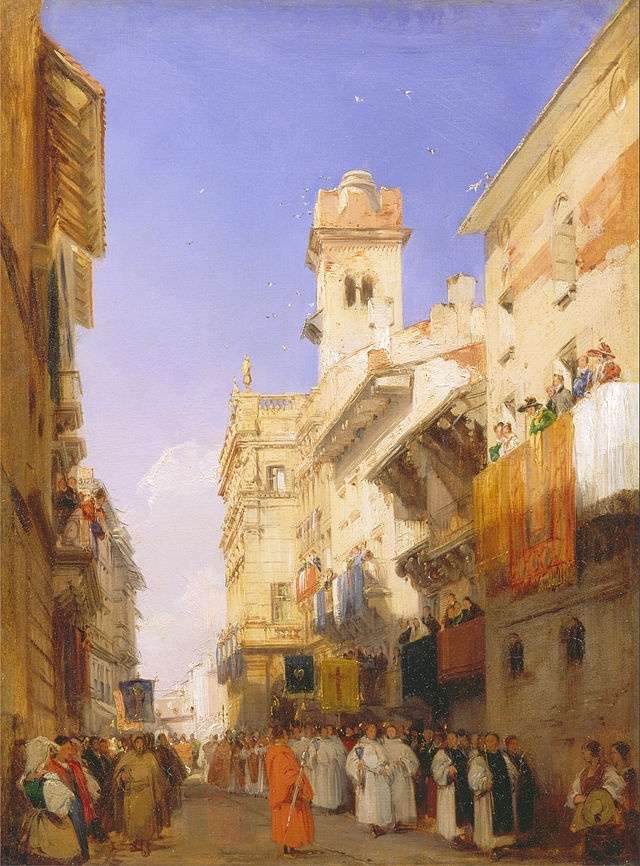 Richard Parkes Bonington. Street of St. Anastasia in Verona