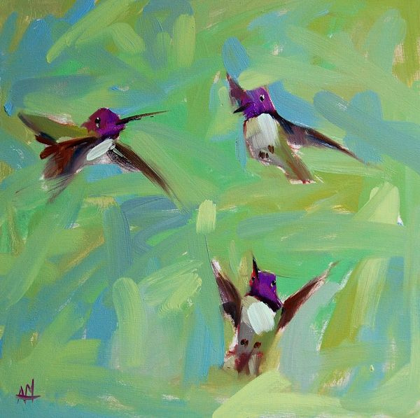 Angela Moulton. Three hummingbirds