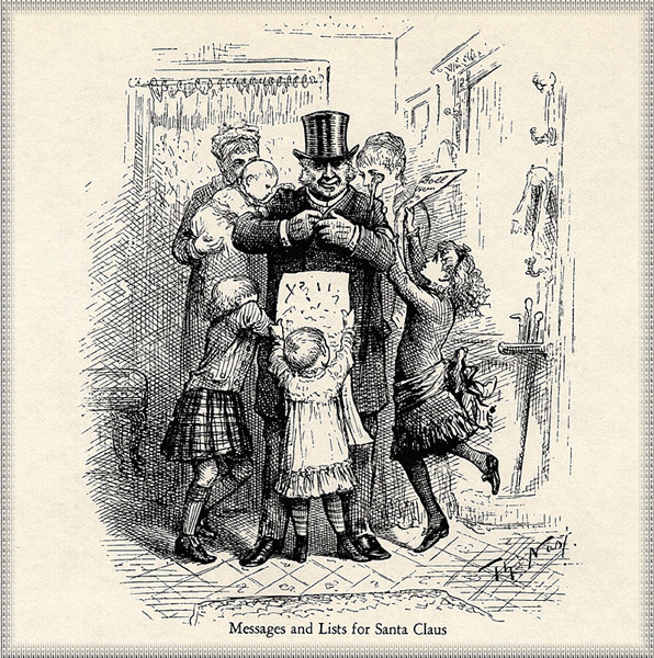 Thomas Nast. 16 Messages and lists for Santa Claus