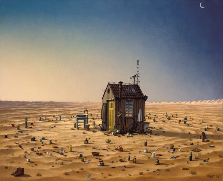 Jacek Yerka. House in the desert