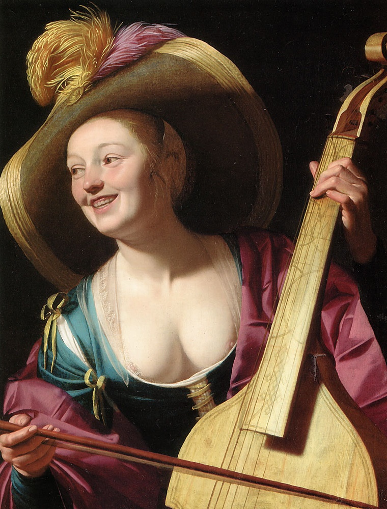 Gerrit van Honthorst. A young girl plays the viola