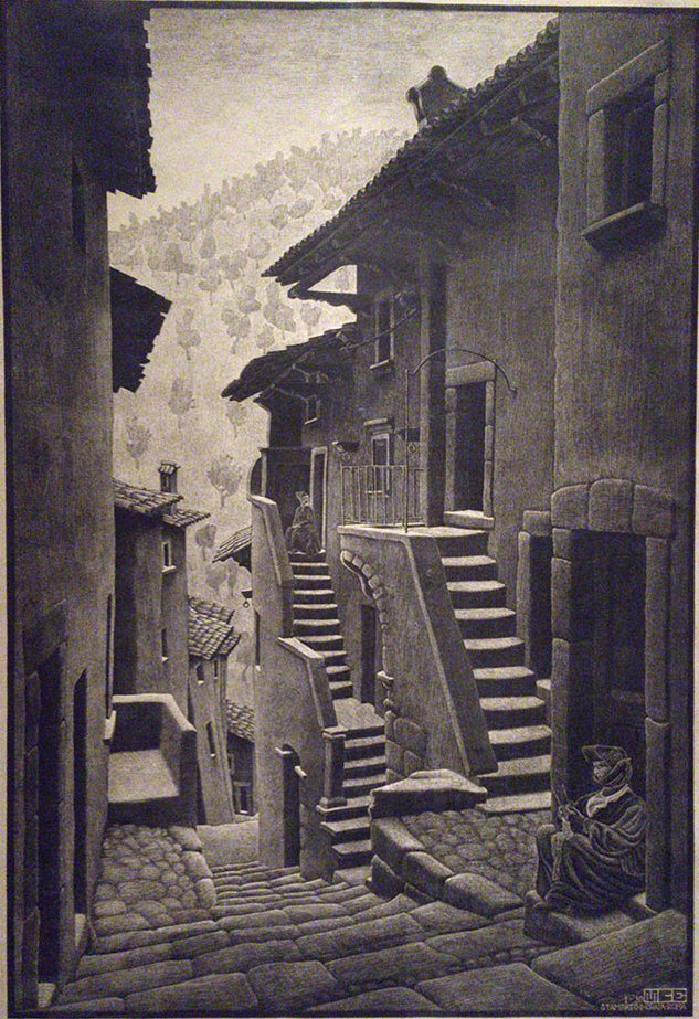 Maurits Cornelis Escher. Street in Scanno, Abruzzo