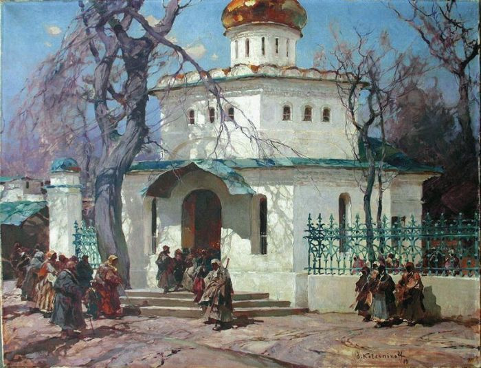 Stepan Fedorovich Kolesnikov (Odessa). Pilgrims at the Church