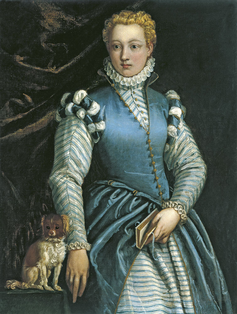 Paolo Veronese. Portrait of a woman with a dog. Isabella Andreini