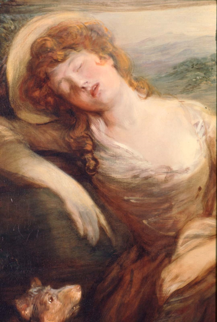 Thomas Gainsborough. Cleaner hay and sleeping girl. Fragment