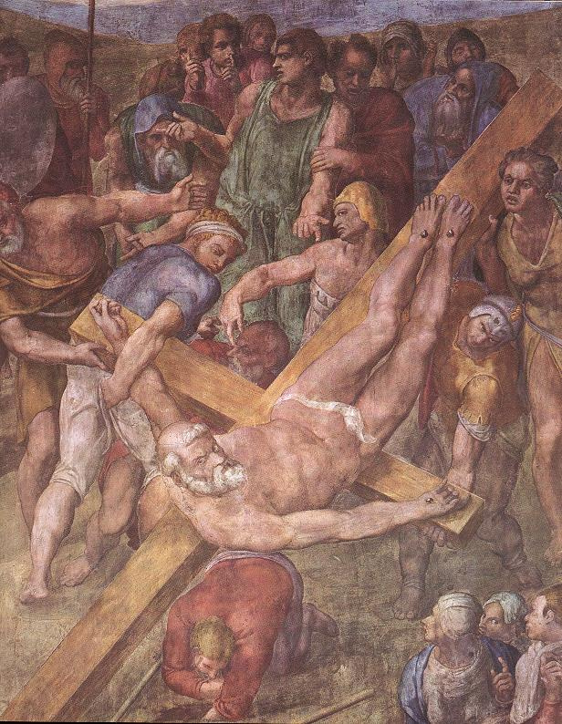 Michelangelo Buonarroti. The crucifixion of Saint Peter (detail)