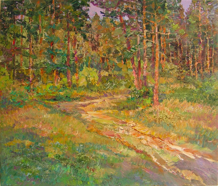 Александр Алексеевич Дубровский. Walking in the forest Painting by Oleksandr Dubrovskyy
