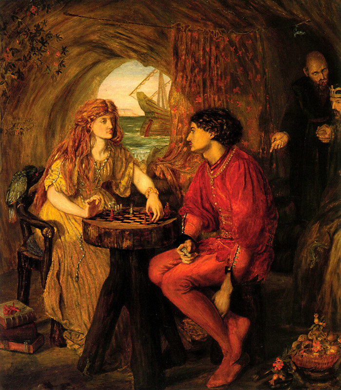 Lucy Madox Brown. Miranda and Ferdinand playing chess