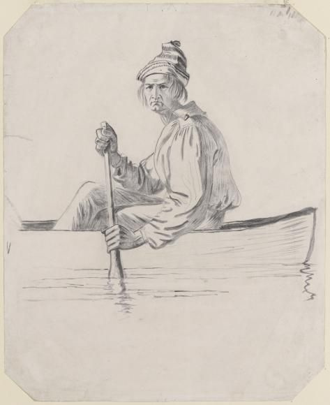 George Caleb Bingham. Drawing for the painting "fur Traders on the Missouri river"