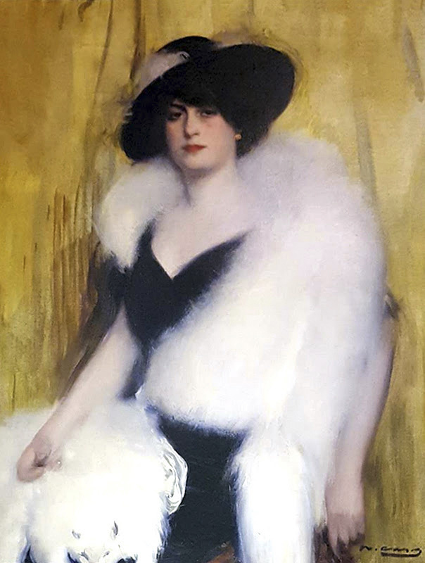 Ramon Casas i Carbó. Woman in a white boa