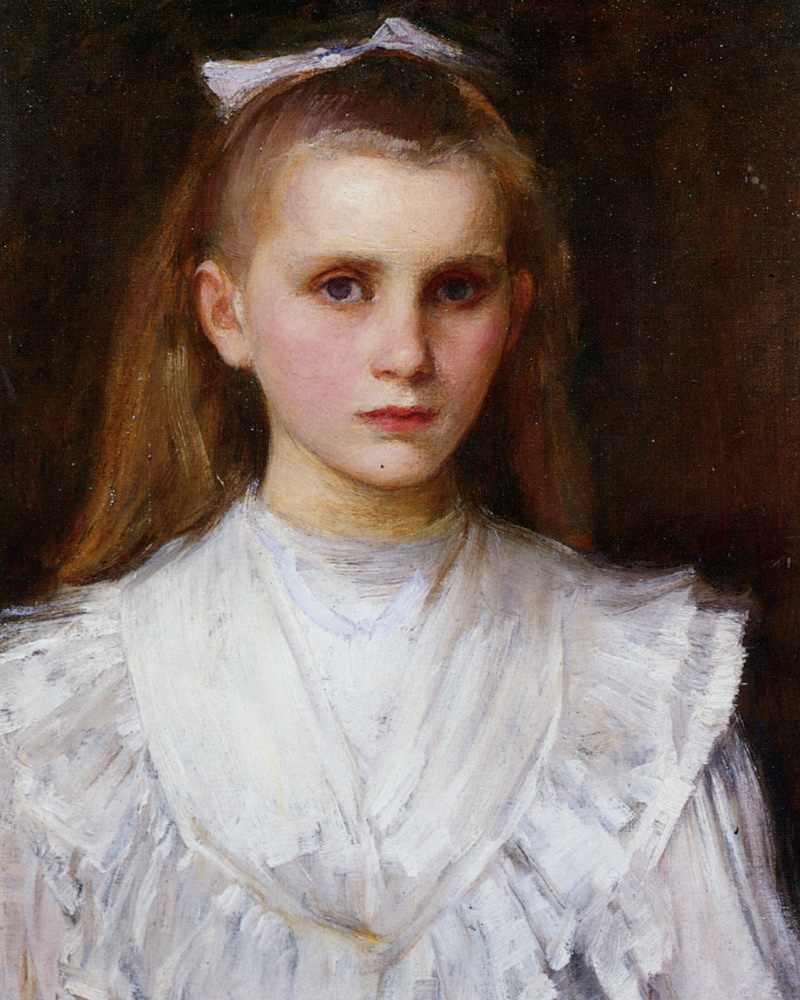 chinese dress ladies Girl in a White Dress - Oil on Linen