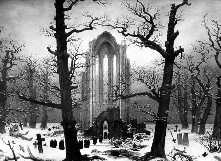 Caspar David Friedrich. Monastery cemetery in the snow