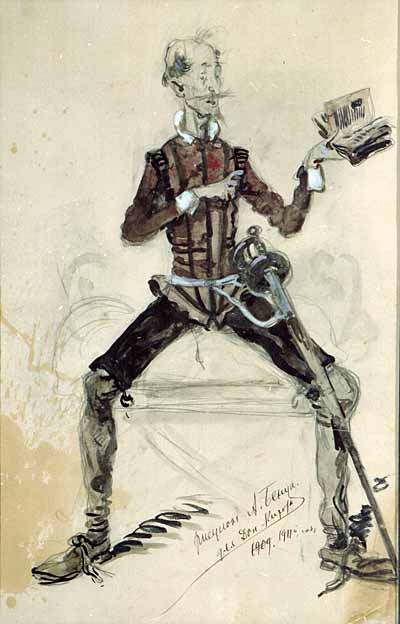 Alexandre Benois. Don Quixote. Costume don Quixote for Chaliapin