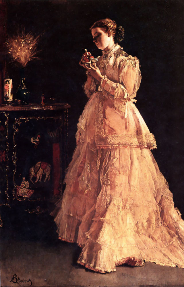 Alfred Emil-Leopold Stevens. Girl in pink dress