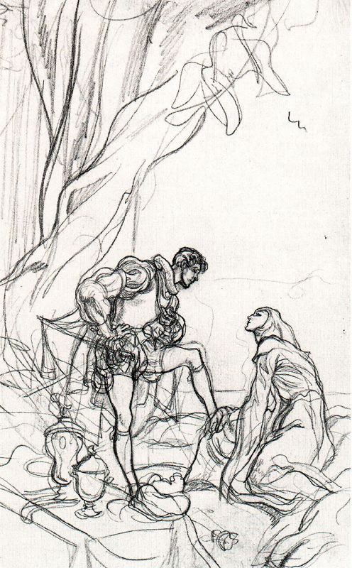 Carlos Sáenz de Tejada. Don Juan. Sketch illustration.