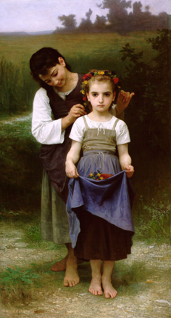 William-Adolphe Bouguereau. A wreath of flowers