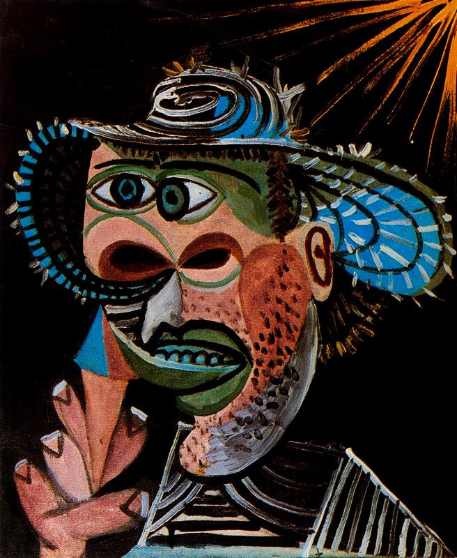 Pablo Picasso. Man in a straw hat with ice cream