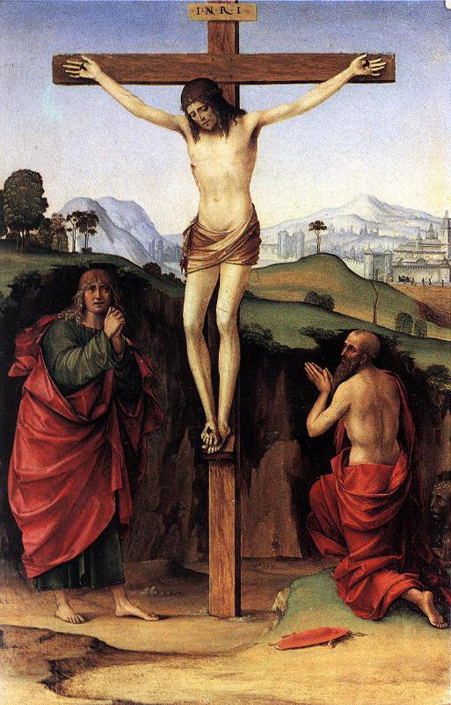 Франческо Франча. Распятие со святыми Иоанном и Иеронимом