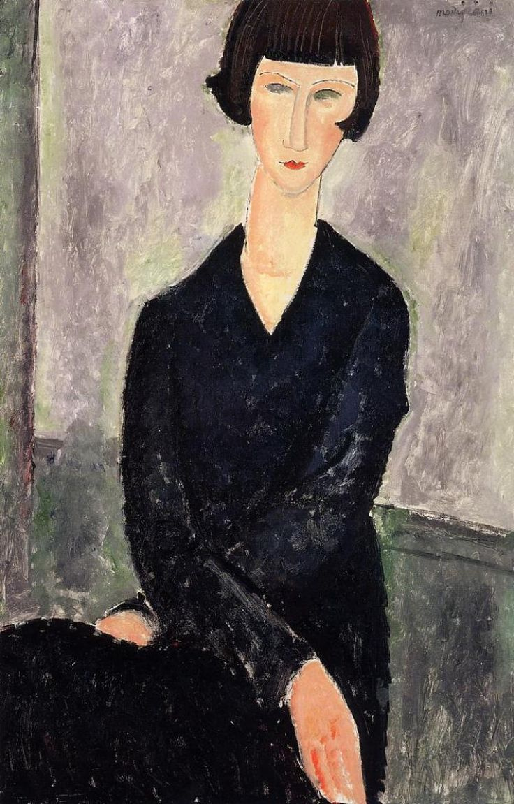 A woman in a black dress 1918 60 93 cm by Amedeo Modigliani