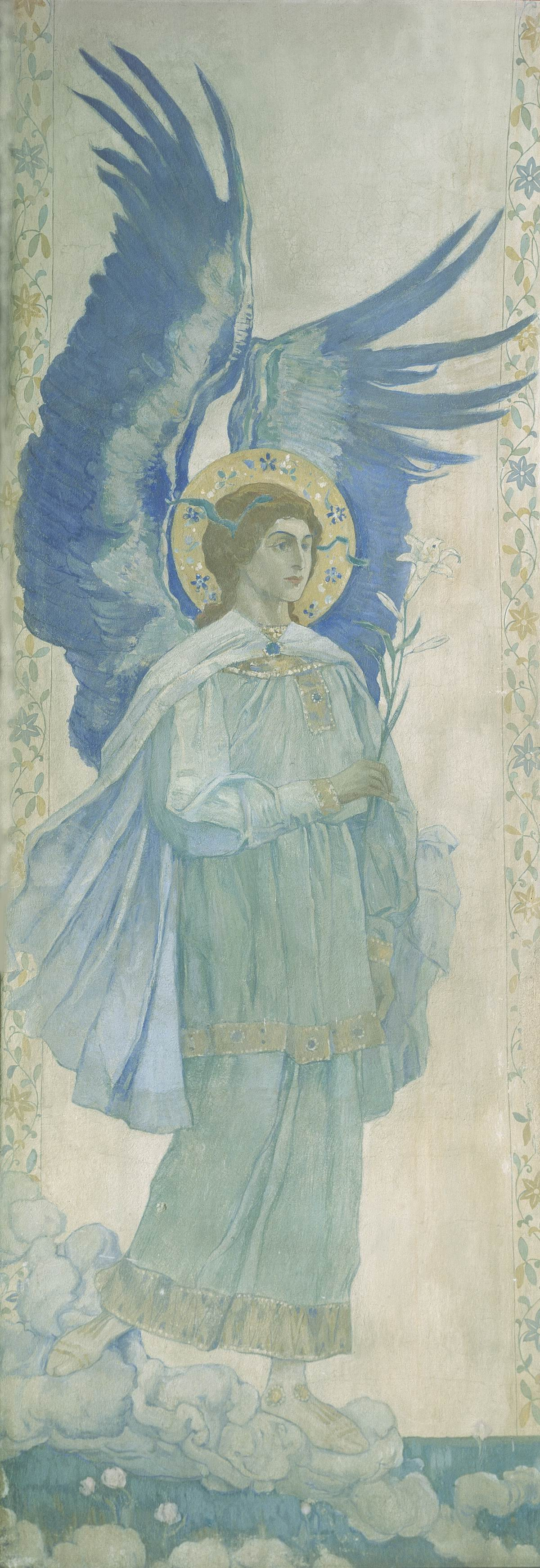 Mikhail Vasilyevich Nesterov. Die Verkündigung. Erzengel Gabriel. Pylonmalerei der Fürbittekirche des Marfo-Mariinsky-Klosters in Moskau