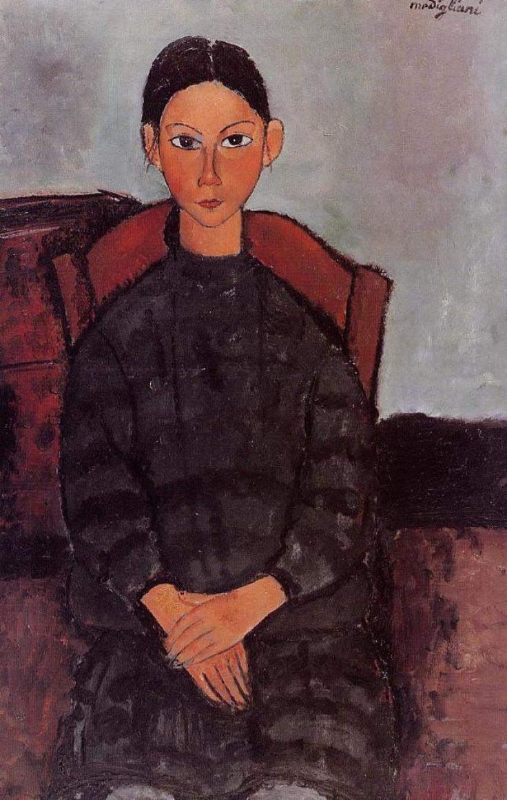 Amedeo Modigliani. Ritratto di una ragazza seduta in un abito scuro