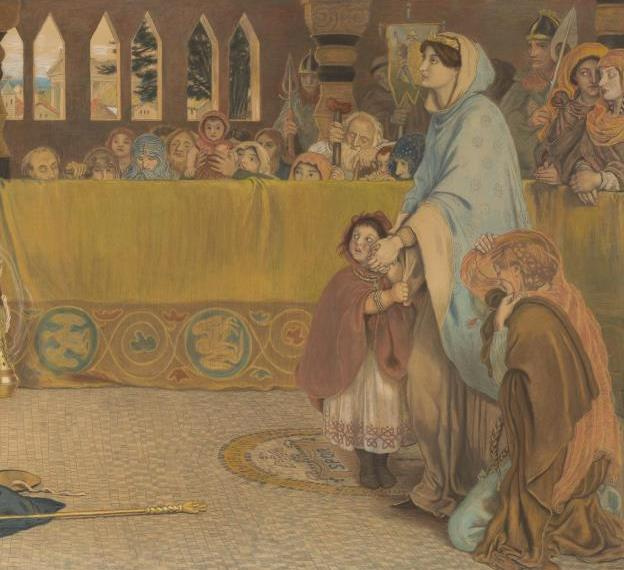 Ford Madox Brown. The baptism of Edwin, king of Northumbria. Fragment. Queen with children