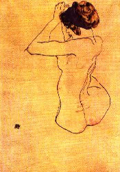 Egon Schiele. Seated Nude with a blue headband