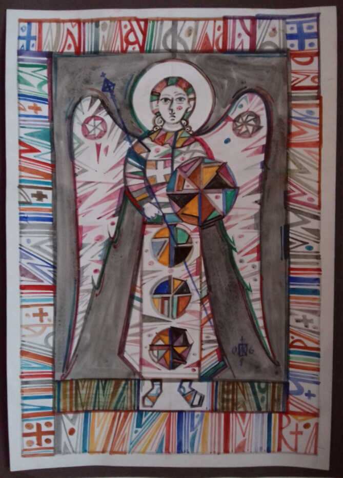 Igor Kislitsyn. Angel on a gray background