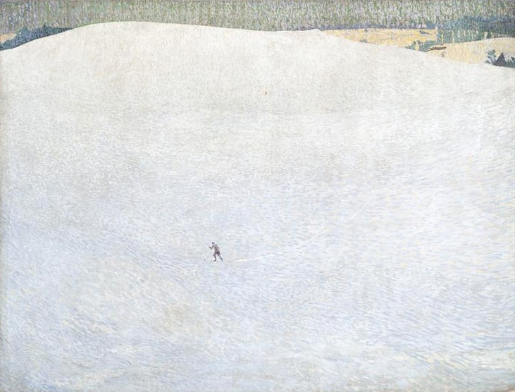 Куно Амье. Зимний пейзаж с лыжником