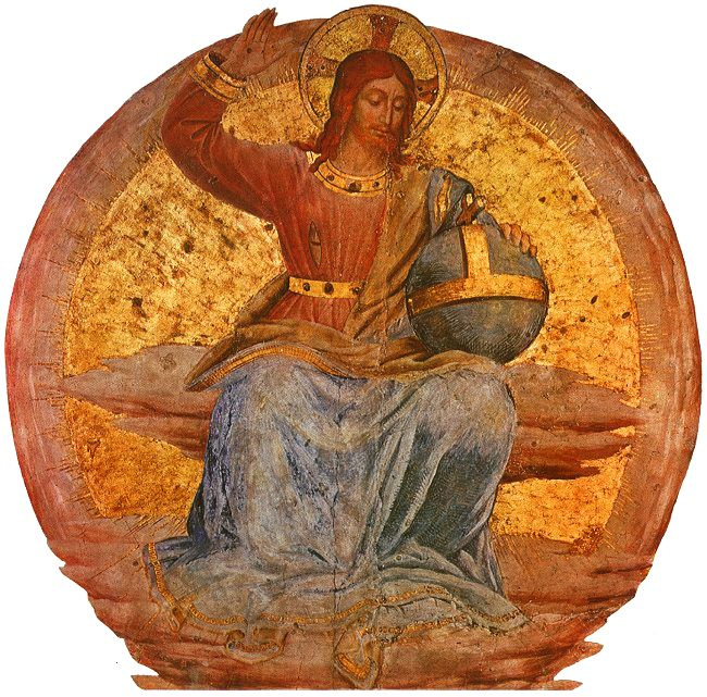 Fra Beato Angelico. Christ in glory. Fragment of the fresco of the chapel of San Brisio