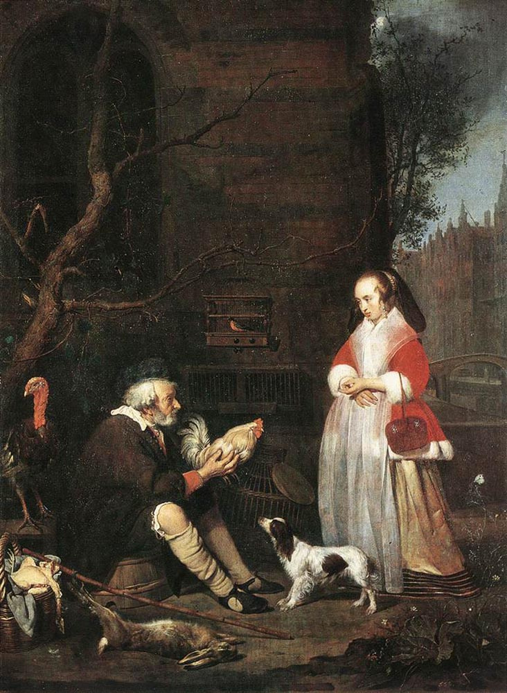 Gabriël Metsu. Seller birds