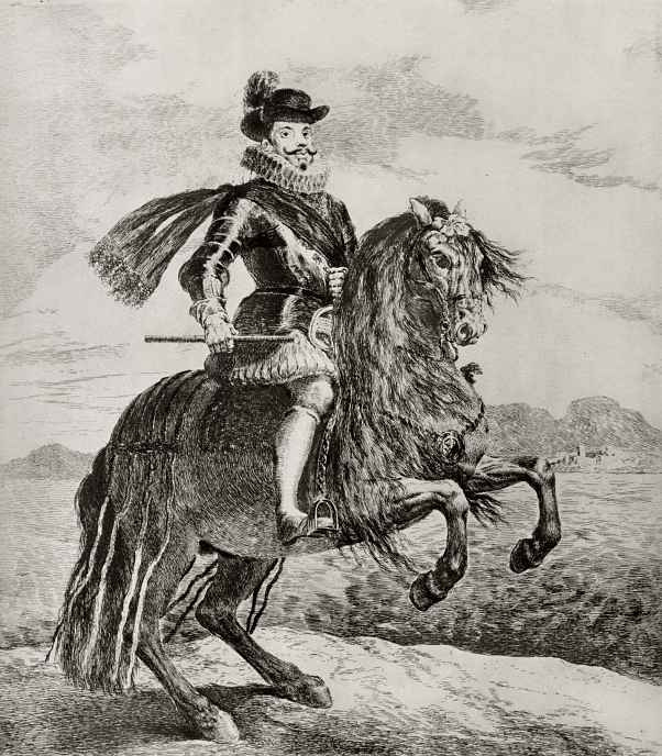 Francisco Goya. Equestrian portrait of king Philip III of Spain, by velázquez