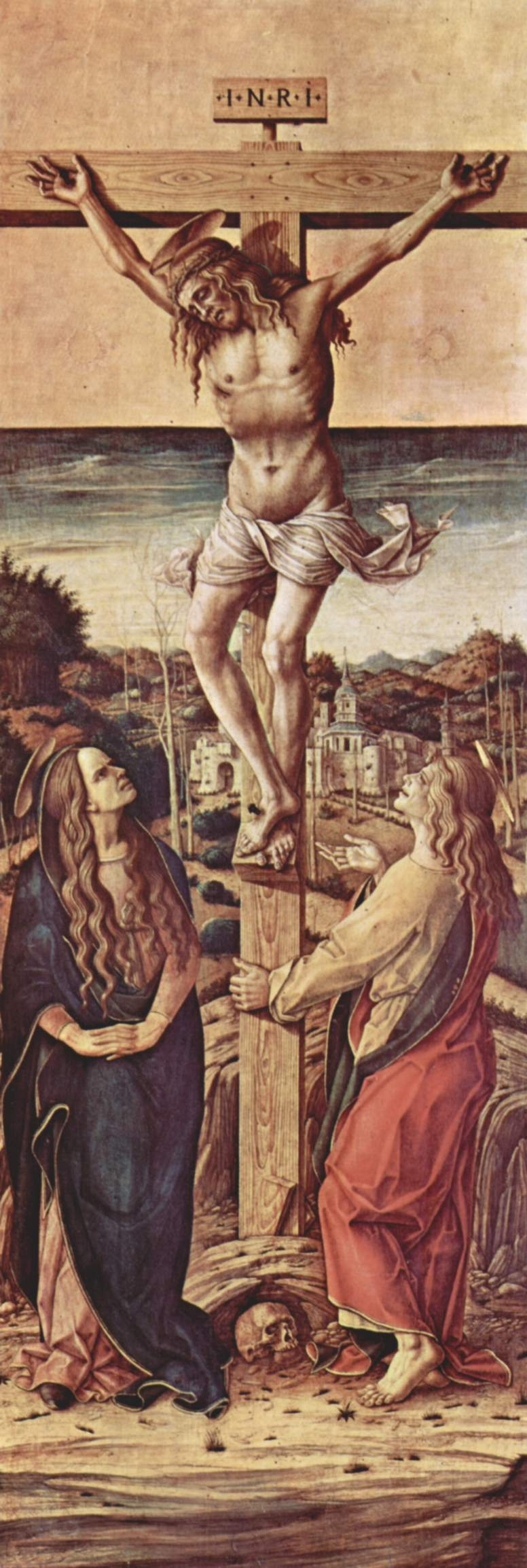 Carlo Crivelli. The crucifixion with the Virgin and Saint John the Evangelist