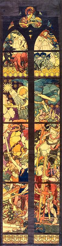 Jozef Mehoffer. Skizze für das Glasfenster "Our Lady of Victory" in der Kathedrale von Fribourg