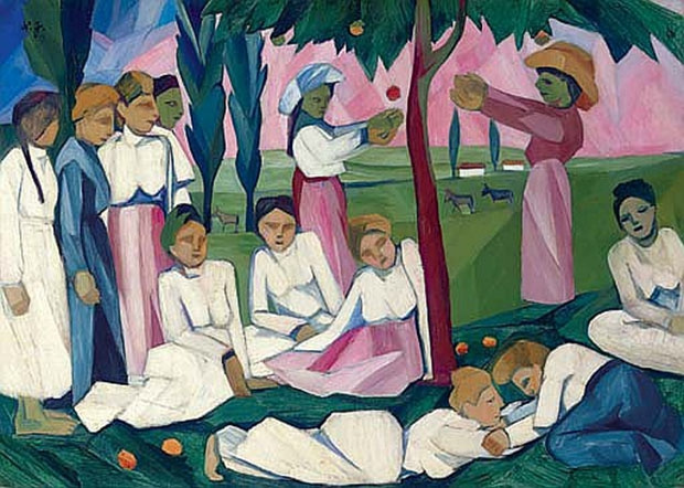 Natalia Goncharova. Apple picking